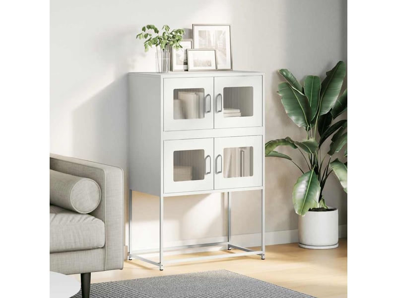  Buffet haut - bahut - meuble de rangement blanc 68x39x107 cm acier  - Conforama C
