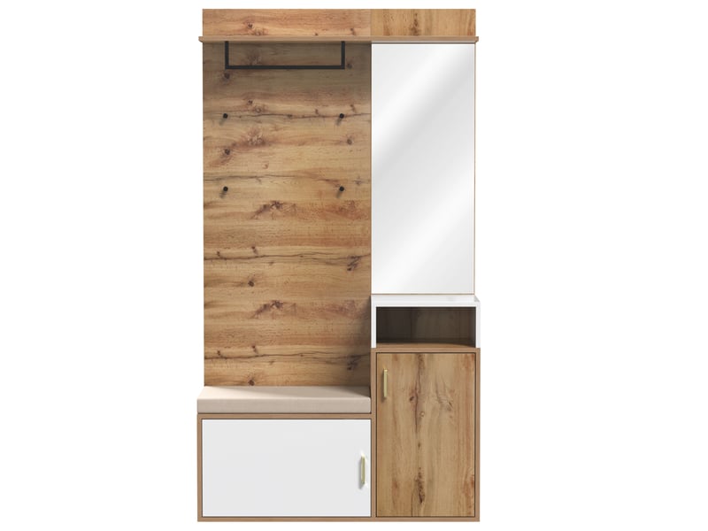  Vestiaire d'entrée avec miroir meuble à chaussures et banc 105x40x190,5 cm  - Conforama A