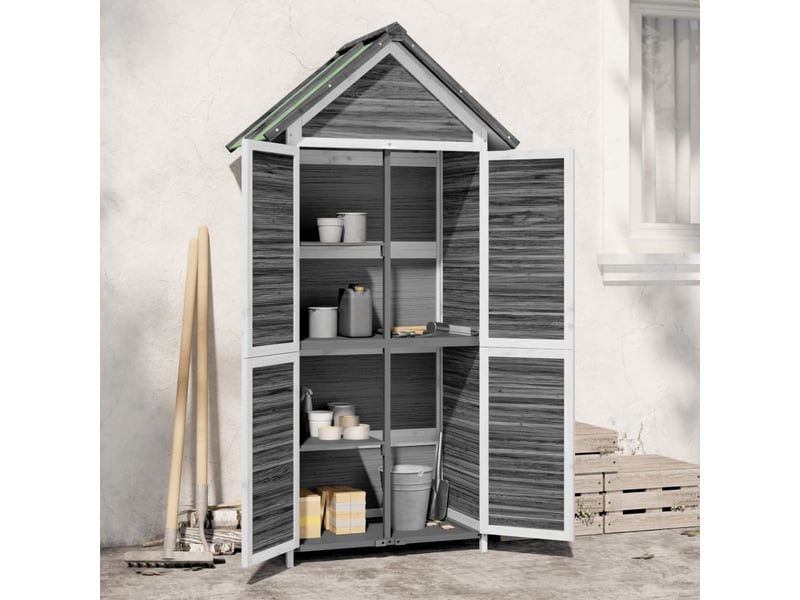  Abri à outils de jardin | armoire à outils gris 89x52,5x175 cm bois massif pin  - Conforama B