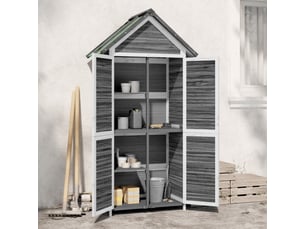 Abri à outils de jardin | armoire à outils gris 89x52,5x175 cm bois massif pin