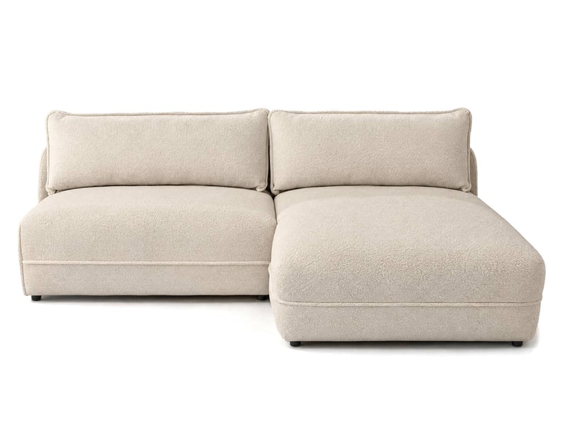  Lucien - canapé d'angle droit 4 places ouvert en tissu bouclette -  - beige LUCIEN - Conforama A
