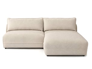 Canapé d'angle droit fixe BESTMOBILIER LUCIEN 4 places Tissu beige avec coffre de rangement