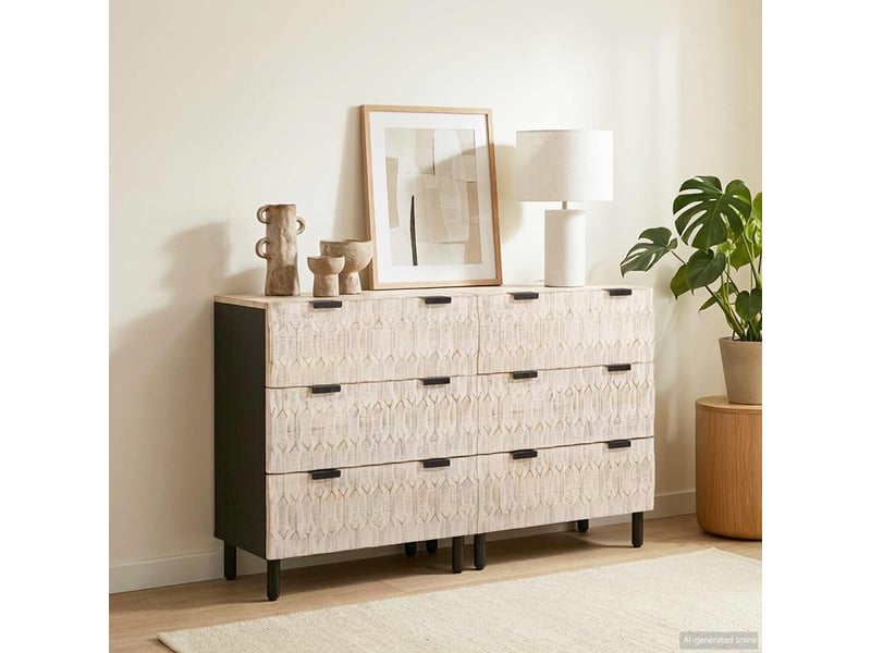  Lot de 2 buffet, meuble de rangement salon 60 x 33 x 75 cm bois de mangue massif  - Conforama B