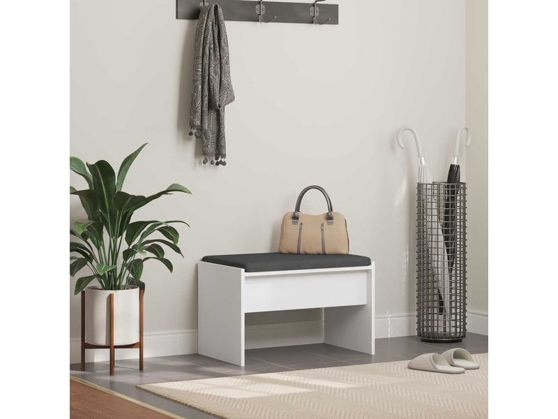  Banc d'entrée, banc interieur avec coussin blanc 63x38x40 cm  - Conforama B