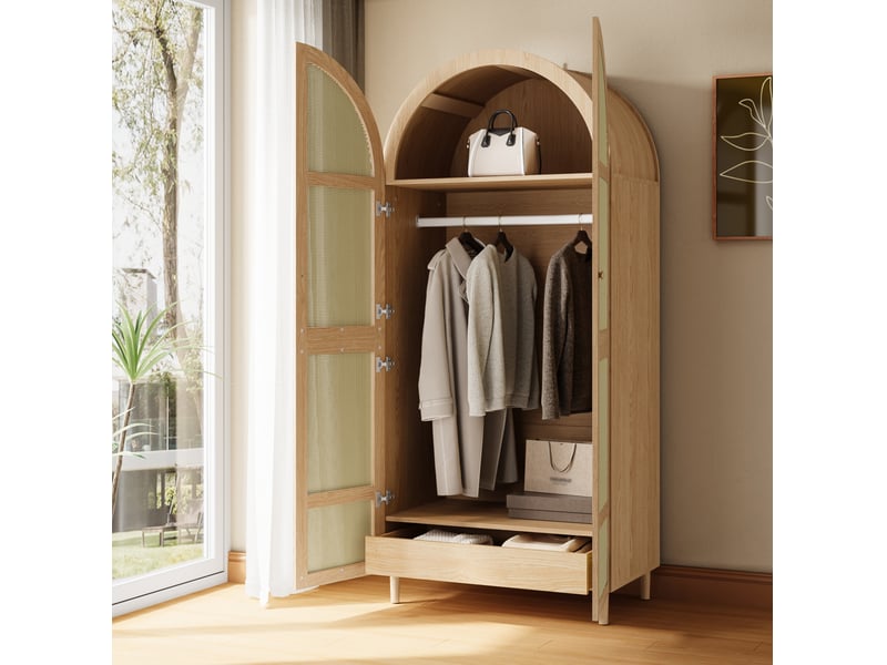  Armoire 80x50x179 cm à portes cintrées en mdf et panneau de particules naturelle  - Conforama B