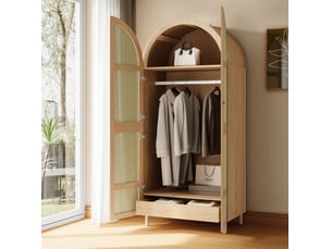 Armoire 2 porte(s) battante 1 tiroir(s) HAVRYA coloris naturel largeur 80 cm