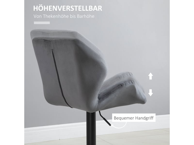 Lot de 2 tabourets de bar réglables,57x58x97-117 cm,pivotants,polyester,gris  - Conforama E