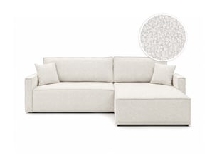 Canapé d'angle réversible convertible LOUNGITUDE FARAH 5 places Tissu bouclette Blanc