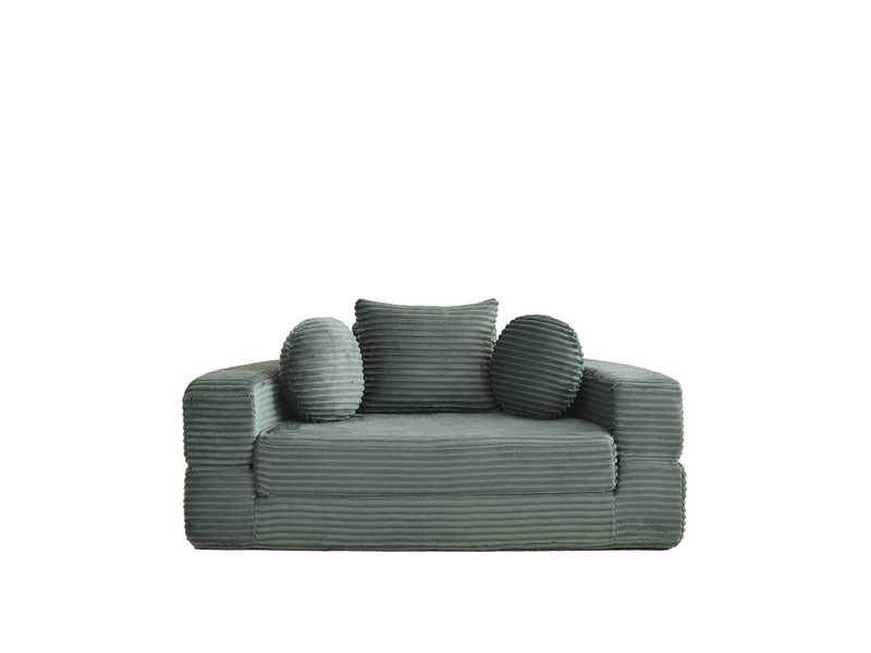  Canapé-lit 4-en-1 1 place 180 x 92 x 84 cm – vert – convertible en banquette et lit de jour rond  - Conforama D