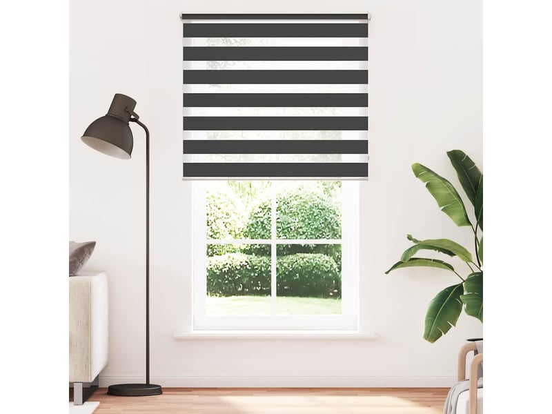 Store vénitien zébré, store de fenêtre 120,9 x 230 cm, largeur du tissu 116,7 cm, noir cf48223 - Conforama B