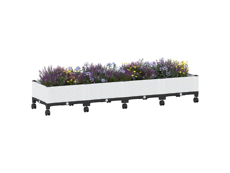  Jardinière - bac à fleurs avec roues blanc 160 x 40 x 33 cm pp  - Conforama C