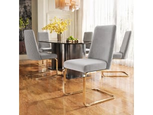 Lot de 2 chaises de salle à manger,avec pieds métalliques dorés,velours,gris