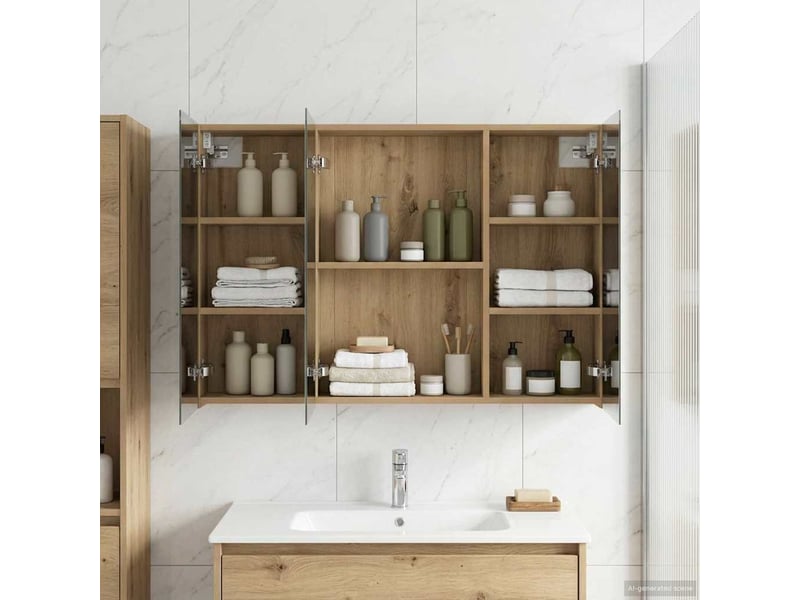  Amoire de salle de bain, meuble de salle de bain avec miroir chêne artisanal shl3644  - Conforama D