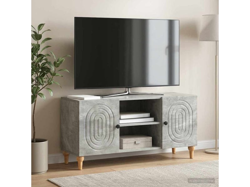  Meuble tv - banc tv - meuble de rangement gris béton 102 x 34,5 x 50 cm bois d'ingénierie  - Conforama D
