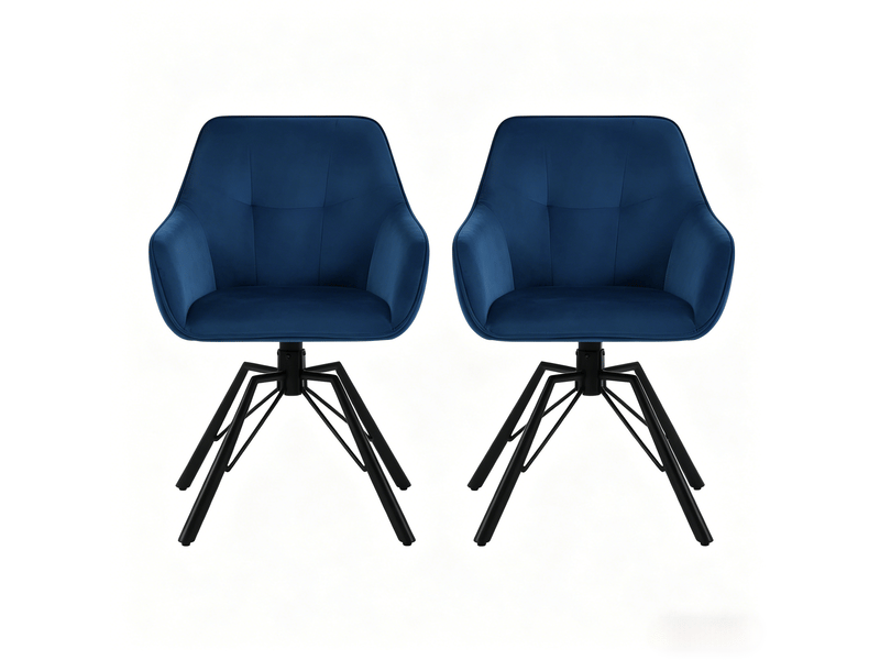  Chaise de salle à manger pivotante 360° avec accoudoirs  - assise large velours bleu 58,5 × 82,5 × 54,5 cm  - Conforama A