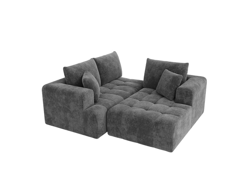  Canapé d'angle modulable 3 places 244,5 × 136 cm sans cadre, chenille grise IKSETERA TRADING LTD - Conforama W