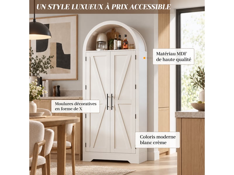  Vitrine arquée 170×70×35 cm blanche ,meuble de rangement meuble à vin,pour cuisine,salle à manger.  - Conforama B