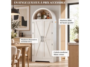 Vitrine arquée 170×70×35 cm blanche ,meuble de rangement meuble à vin,pour cuisine,salle à manger.