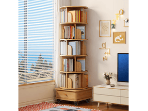Bibliotheque coloris bois clair 5 étagère(s) WISHDOR - 46 cm x 173 cm