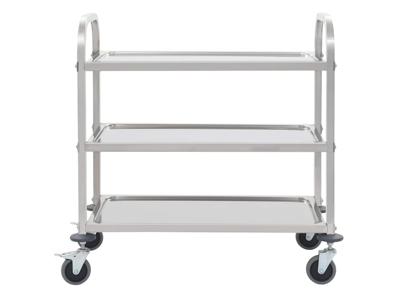 Desserte de cuisine, chariot de rangement à 3 niveaux 96,5x55x90 cm acier inoxydable - Conforama A