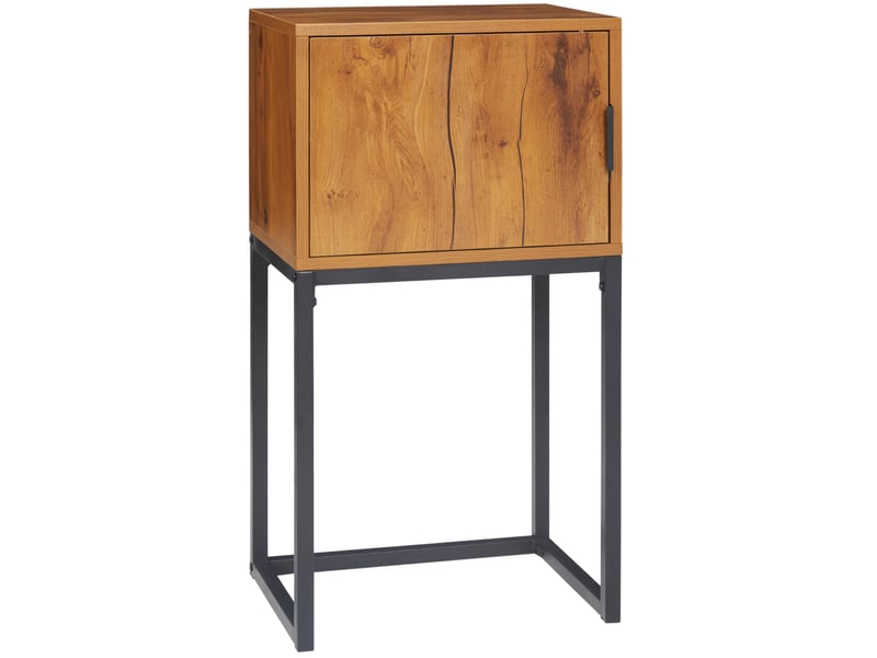  Console avec placard de rangement, piètement métal, pour entrée, salon ou chambre, décor bois naturel, 40 × 30 × 76 cm  - Conforama A