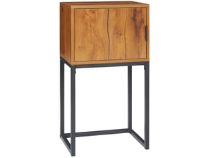 Console avec placard de rangement, piètement métal, pour entrée, salon ou chambre, décor bois naturel, 40 × 30 × 76 cm
