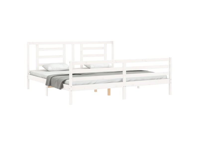  Lit double- lit adulte -  cadre de lit sans matelas blanc 200x200 cm bois massif  - Conforama C