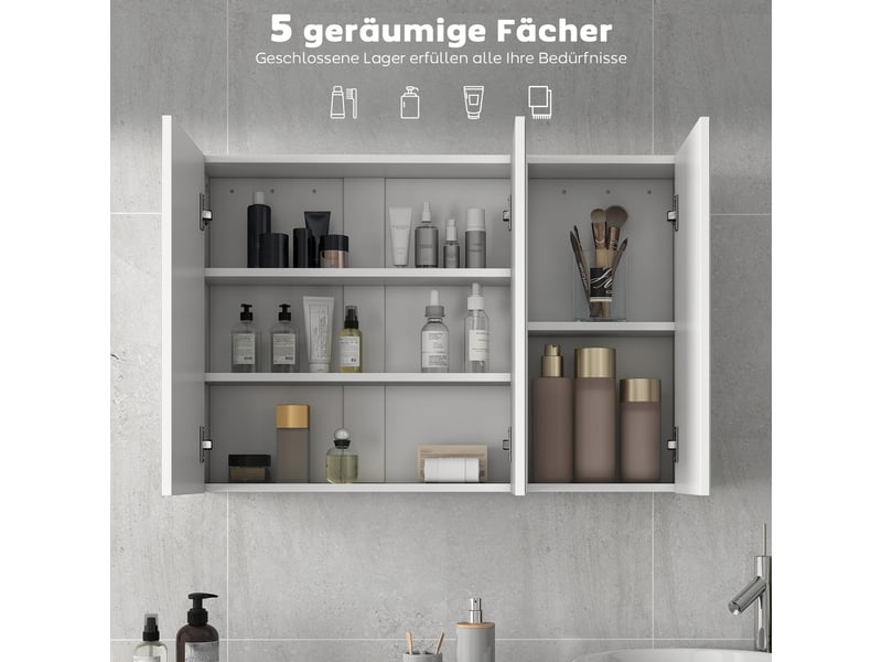  Armoire de toilette avec 3 portes miroir en panneau de particules blanc 90x15,5x60 cm  - Conforama E