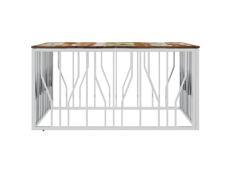  Table basse - table de salon - table à thé argenté acier inoxydablebois massif récupération  - Conforama D