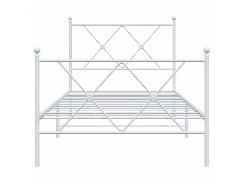  Lit simple- lit adulte -  cadre de lit métal sans matelas avec pied de lit blanc 90x200cm  - Conforama C