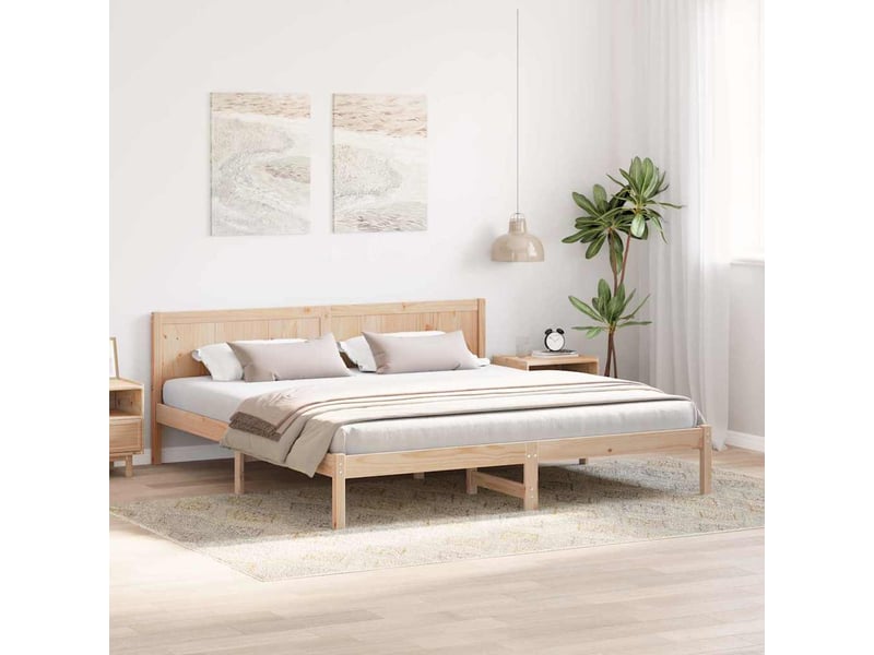  Lit double- lit adulte -  cadre de lit marron 200 x 200 cm bois de pin massif  - Conforama B