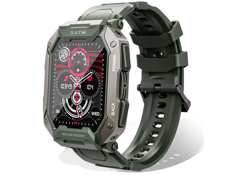 Montre bluetooth (verte) avec fonction d'appel, montre élégante pour homme idéale pour les activités de plein air.
