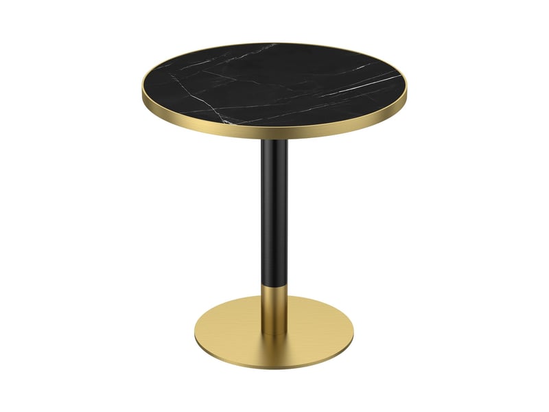 Table à manger 70 cm plateau effet marbre table de salle à manger design moderne plateau en pierre frittée résistant aux rayures et à l’abrasion surface hydrofuge pieds en acier inoxydable usage polyvalent - Conforama E