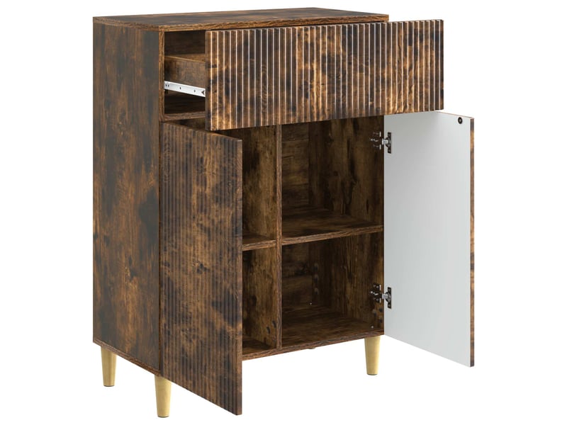  Buffet - bahut - meuble de rangement chêne fumé 66 x 34,5 x 90 cm bois d'ingénierie  - Conforama E