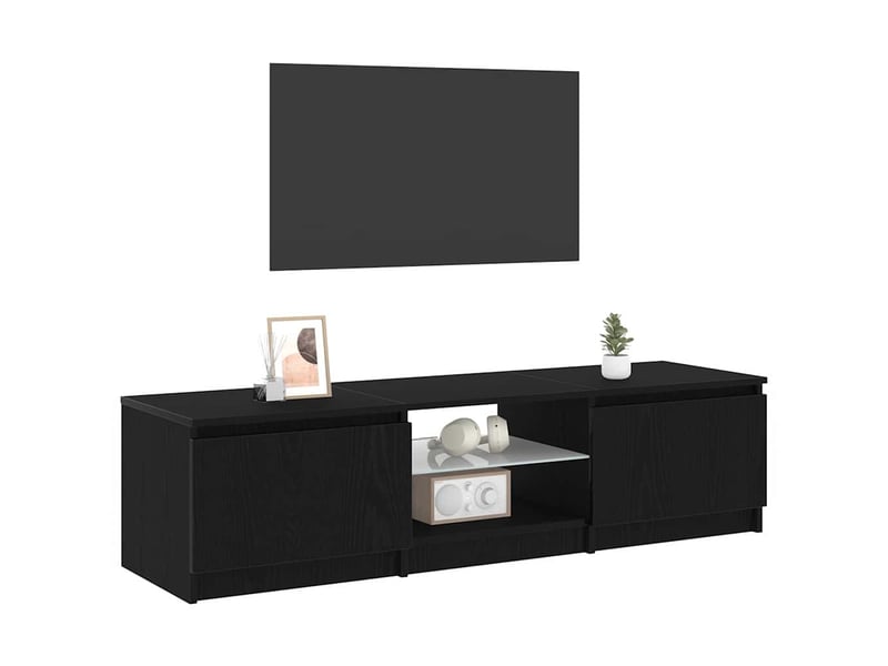  Meuble tv - banc tv - meuble de rangement 140 x 38,5 x 36 cm chêne noir bois d'ingénierie  - Conforama C