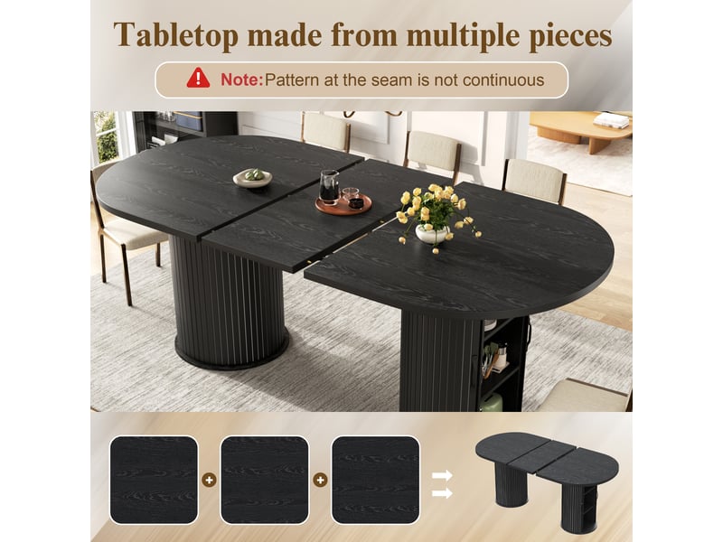  Table à manger, 150x80x75 cm, extensible, en métal, noir cao-N620CZ260701S-conf-NEW - Conforama W