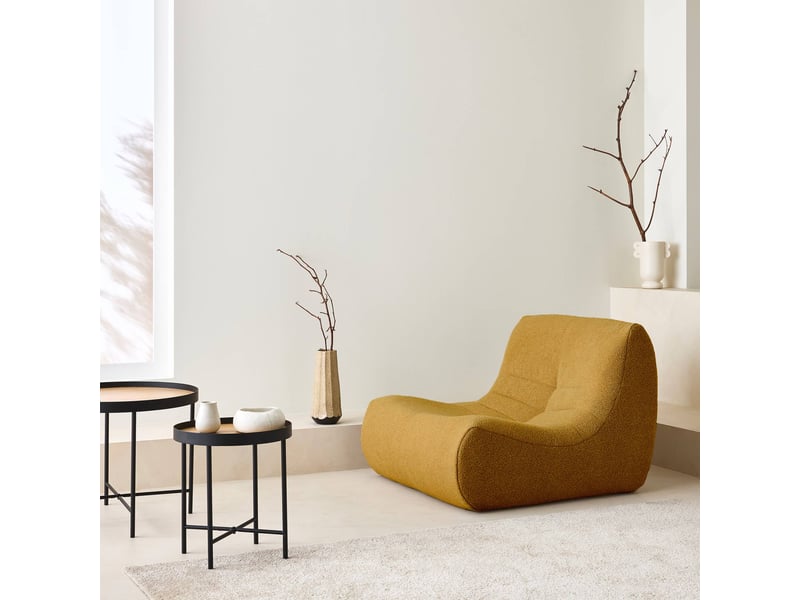  Fauteuil chauffeuse en bouclette texturée moutarde style contemporain 1 place  - Conforama B