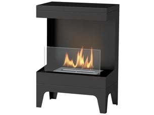 Cheminée bioéthanol sur pied noire, réservoir 0,9 l, 3,3 h de combustion
