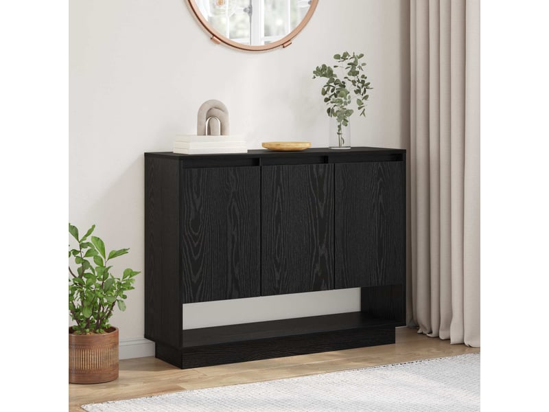  Buffet - bahut - meuble de rangement chêne noir 97 x 29 x 75 cm bois d'ingénierie  - Conforama B