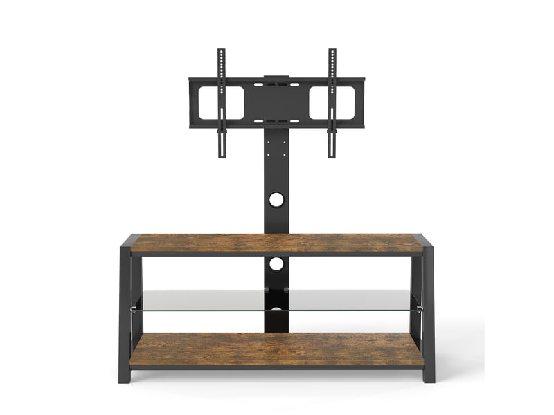  Meuble tv avec support intégré compatible avec téléviseurs de 32 à 65 pouces, 116x42x125cm, mdf et métal, marron  - Conforama A