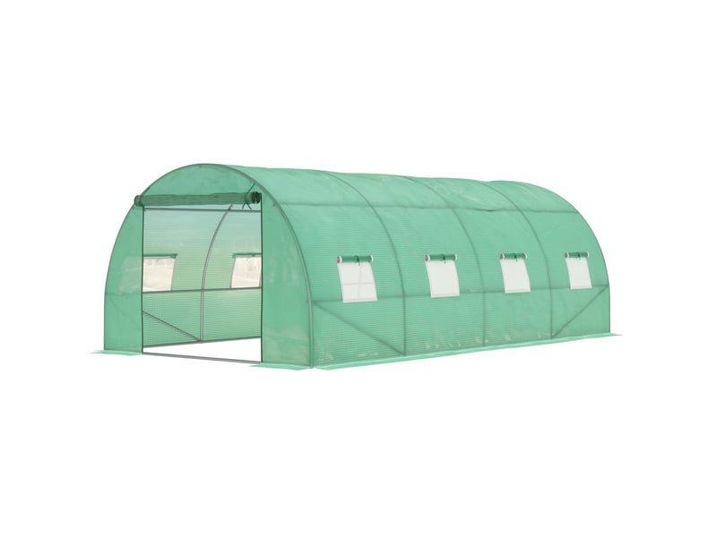  Serre de jardin 590x300x200 cm à parois enroulables métal vert  - Conforama A