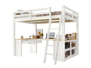 Lit mezzanine 140x200 cm <strong></strong>  <strong></strong> coloris blanc