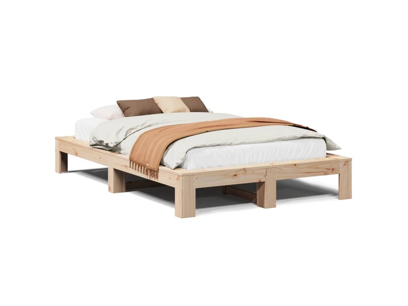  Lit double- lit adulte -  cadre de lit sans matelas 120x190 cm bois de pin massif  - Conforama A