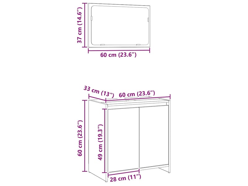 Ensemble de meubles salle de bain 2 pcs bois d'ingénierie cf63917 - Conforama E