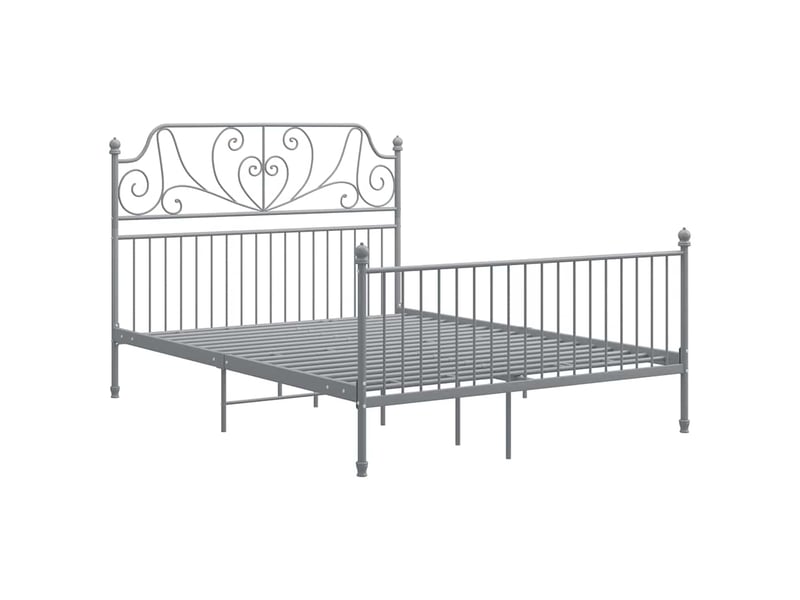  Lit double- lit adulte -  cadre de lit sans matelas gris métal 140x200 cm  - Conforama A
