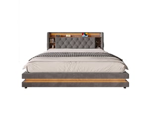 Lit coffre 160x200 cm LEYTN coloris gris