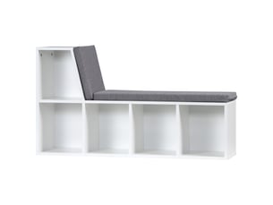 Bibliothèque ouverte moderne à 5 niveaux avec 2 coussins, en bois, 108 x 30 x 60 cm, grise