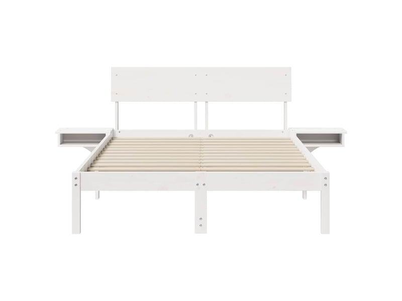 Lit double- lit adulte - cadre de lit avec tête de lit blanc 135 x 190 cm pin massif - Conforama D