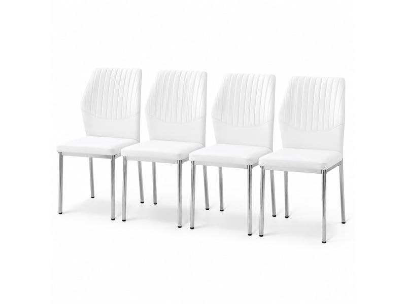  Lot de 4 chaises de salle à manger 93 cm, dossier à rainures, pour cuisine, mobilier de salle à manger, blanc+argenté, pu  - Conforama A