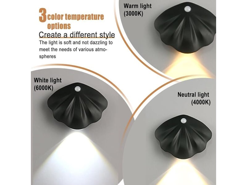  Enowelir lot de 2 veilleuses magnétiques à détecteur de mouvement avec 3 couleurs de lumière  - Conforama C